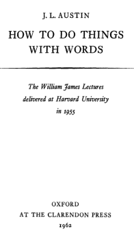 How to Do Things with Words - J. L. Austin - English